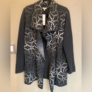 Black, white and gray sweater jacket, with tags, brand new.